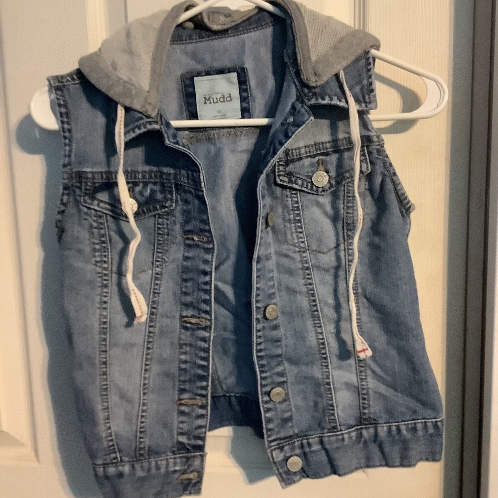 Mudd Hooded Denim Vest Size Size XS